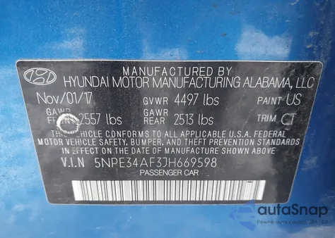 2018 Hyundai Sonata Sport из США, поврежденный, VIN 5NPE34AF3JH669598